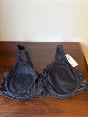 Lace Underwire Bra with Bow Detail - Black